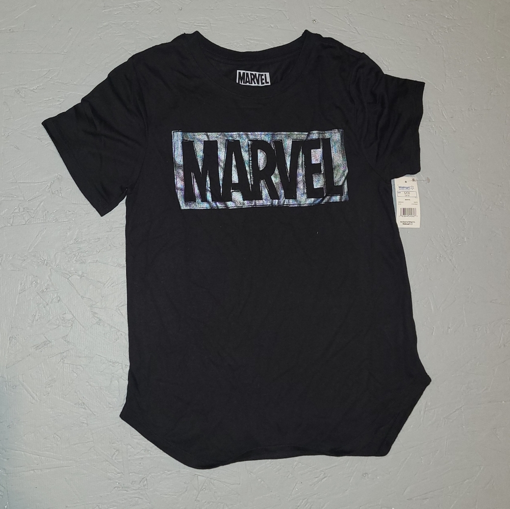 Girls Marvel Short Sleeve Tee, S 3/5, Black